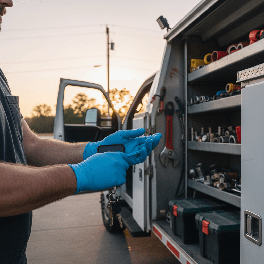 Plumbing tools ready for service