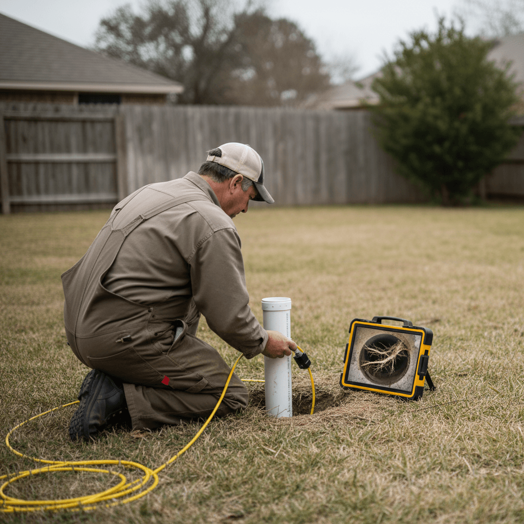 Sewer camera inspection in progress